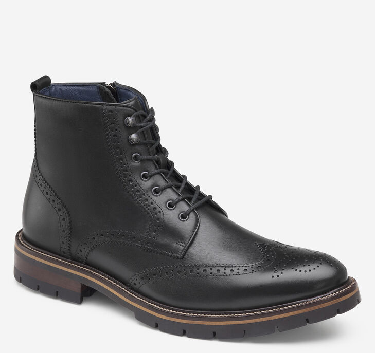 Johnston & Murphy XC Flex Cody Wingtip Zip Snörning Kängor Herr - Svarta Stövlar [MN9305624]